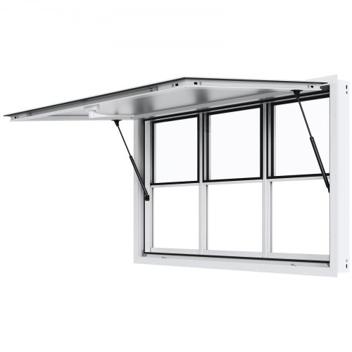 VEVOR 60"x36" Concession Window: Aluminum Alloy Food Truck Service Window featuring Vertical Lift Windows, Awning Door & Drag Hook, Opens up to 85 Degrees