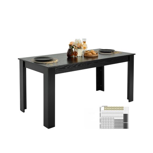 VEVOR 63-inch rectangular dining table, a spacious wooden table for 4-6 people, modern dinner furniture with 330LBS capacity, ideal for home or conference use