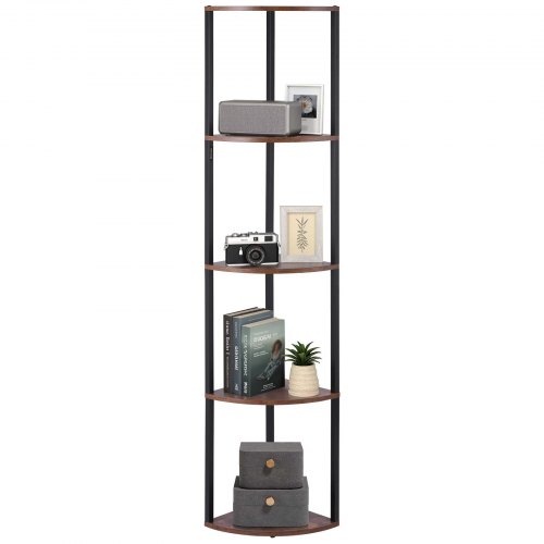 VEVOR 64" LED-lit 5-tier corner shelf for collectibles display with multi-color lighting