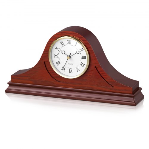 VEVOR 6.4-inch vintage mantel clock with silent quartz movement, crafted from MDF for elegant living room decor
