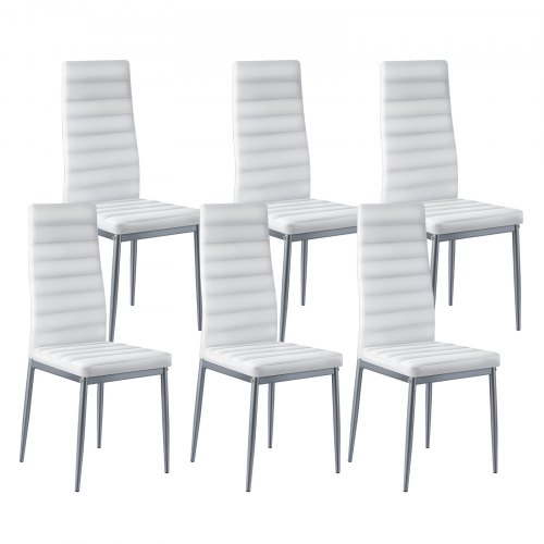 VEVOR 6-piece Modern Dining Chairs Set, Upholstered Leather Side Seats for Kitchen Tables, Compact Design with Plush Cushions