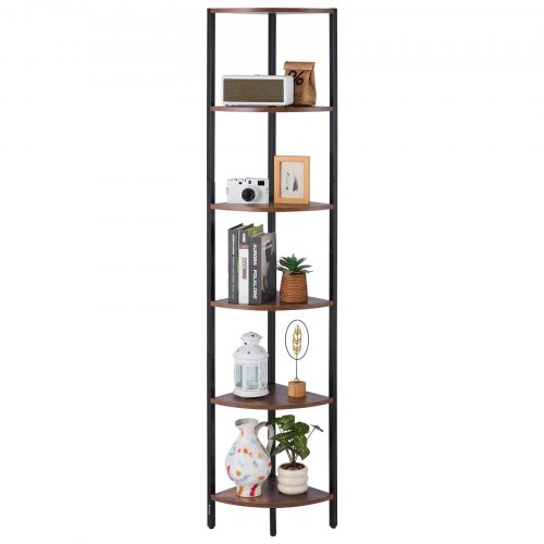 VEVOR 6-tier LED corner shelf, 68" display unit with storage and multicolor lighting