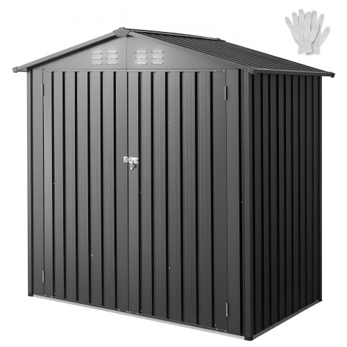 VEVOR 6x4 ft metal garden shed with lockable doors and 4 louver vents for outdoor storage