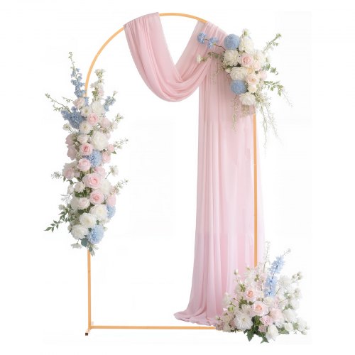 VEVOR 7.2x4 ft Gold Metal Arch Backdrop Stand with Sturdy Frame for Easy Setup at Weddings and Events