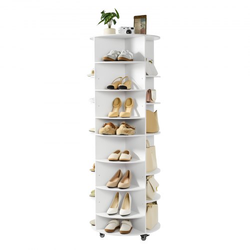 VEVOR 7-Tier Rotating Shoe Organizer with Adjustable Shelves, 360° Spinning Display on Wheels for Closet Storage