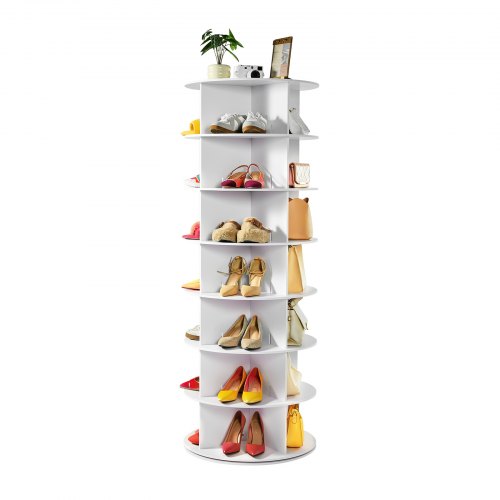 VEVOR 7-Tier Rotating Shoe Rack, 360° Spinning Shoe Organizer, Freestanding Revolving Carousel Display, Lazy Susan Storage Tower