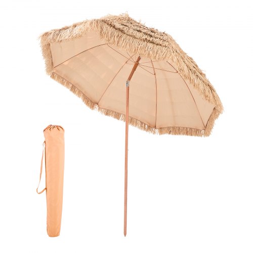 VEVOR 8 ft Tiki Umbrella with Tilt, Durable PP Thatch and 8 Metal Ribs for Patio or Beach