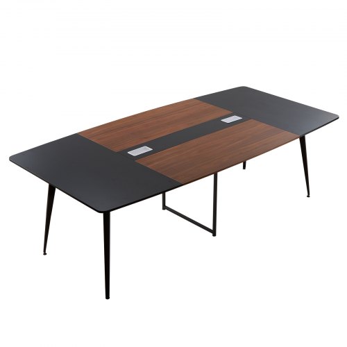 VEVOR 8-foot boat-shaped conference table, modern large meeting desk with metal legs for 10 people, perfect for offices and boardrooms