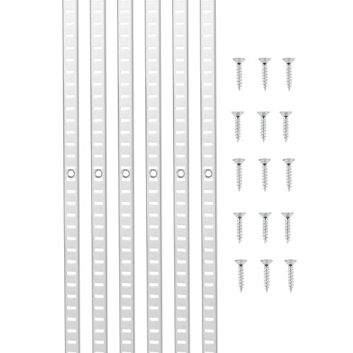 VEVOR 8-pack 36.3-inch steel shelf pilasters with adjustable brackets, mortise mount standards, and 32 screws for wall shelving