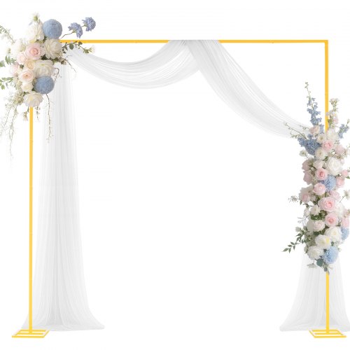 VEVOR 8x8 ft Gold Metal Arch Backdrop Stand with Sturdy Frame for Easy Setup at Weddings, Birthdays, Graduations