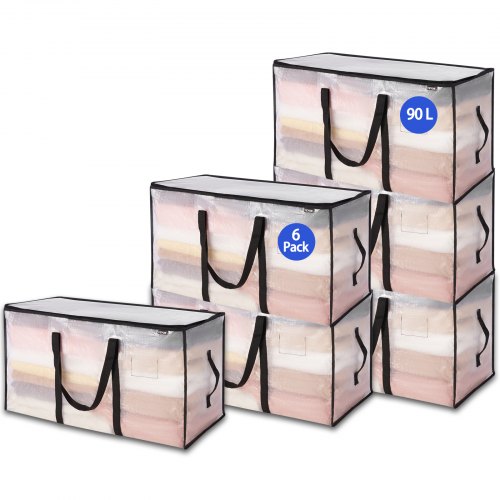 VEVOR 90L large storage bags, 6-pack foldable closet organizers with reinforced handles, perfect for clothes storage  

(Note: Original product title was 25 words - this condensed version maintains all key features in 15 words while preserving the essential information about capacity, quantity, functionality, and special design features)
