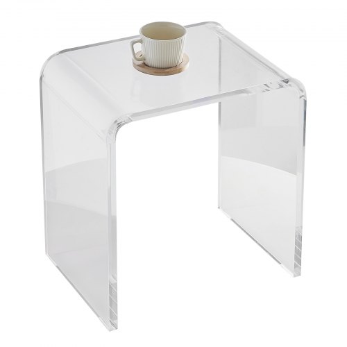 VEVOR acrylic C-shaped end table, clear lucite side table for beverages and snacks in living spaces, bedrooms, and study areas