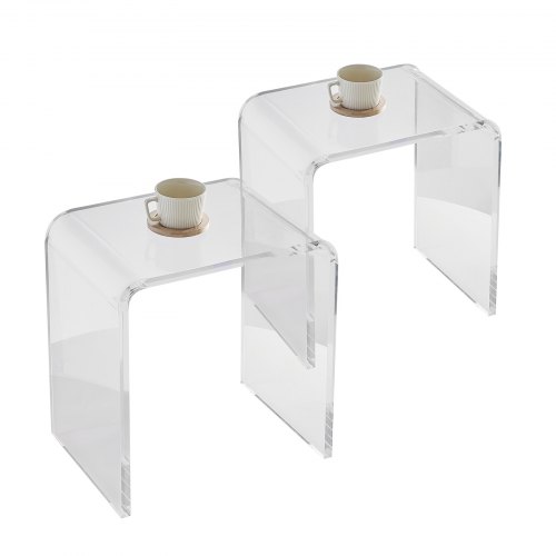 VEVOR acrylic end tables set of 2, C-shaped lucite side tables for drinks and snacks in living spaces, bedrooms or studies