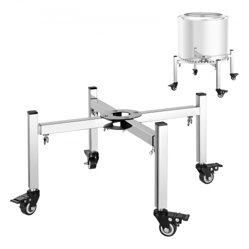 VEVOR adjustable fire pit stand with 4 casters, fits Solo Stove Bonfire Ranger Yukon and similar outdoor fire pits, stainless steel
