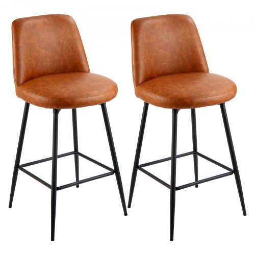 VEVOR Bar Stool Set of 2, 27 inch Counter Height Swivel Stools, Modern PU Leather Counter Barstool with Backrest and Metal Legs, Armless Bar Chair

Set of 2 modern 27-inch swivel bar stools with PU leather upholstery, backrests, and metal legs, designed for counter height