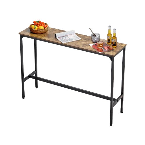 VEVOR Bar Table with Durable Metal Frame, Tall Pub Style, Slim Kitchen Dining or Cocktail Counter Desk, Simple Assembly, 55x15x39 Inches