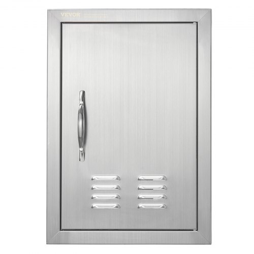 VEVOR BBQ access panel, 14x20 inch single outdoor kitchen door, stainless steel flush-mounted vertical wall door featuring handle and vents