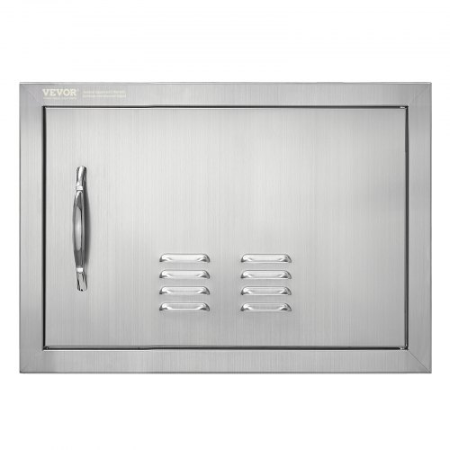 VEVOR BBQ access panel, 20-inch wide by 14-inch tall single outdoor kitchen door, stainless steel flush-mounted vertical wall door with handle and vents