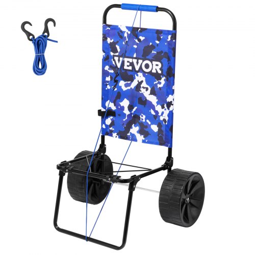 VEVOR Beach Dolly featuring large 10" PE solid wheels, 15.4" x 15.7" cargo platform, and 69 lbs capacity, with foldable design for sand transport