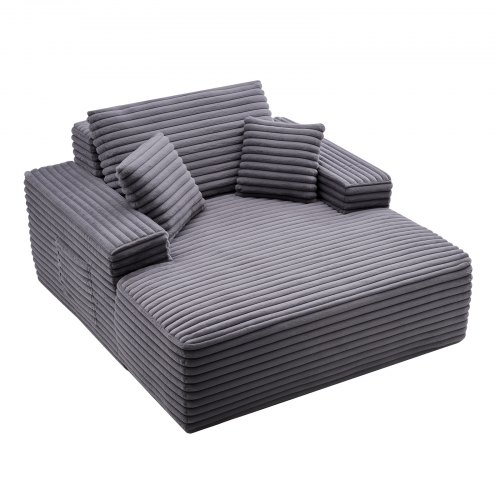 VEVOR Chaise Lounge Chair, 48-inch Boneless Chaise Lounge for Indoors, Contemporary Upholstered Oversized Reading Chair with Throw Pillows and Armrests, Sofa Couch D