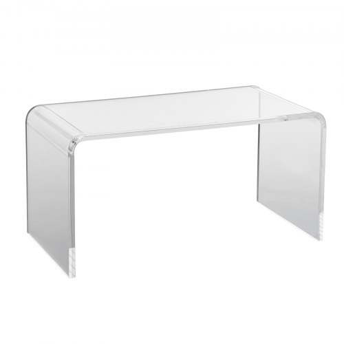 VEVOR Clear Acrylic C-Shaped Coffee Table, 16.3" High Transparent Side Table for Beverages and Snacks