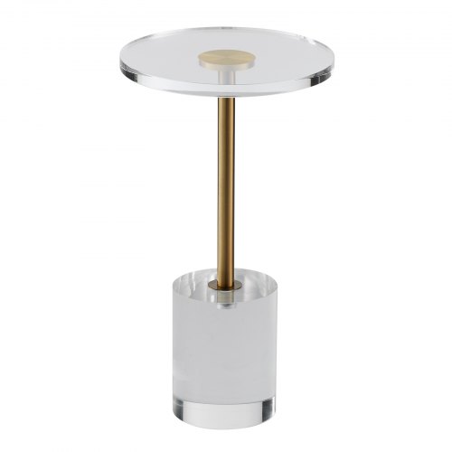 VEVOR Clear Acrylic End Table, Round 11.9-inch Top with Sturdy Base, 21.4-inch Height for Coffee and Snacks