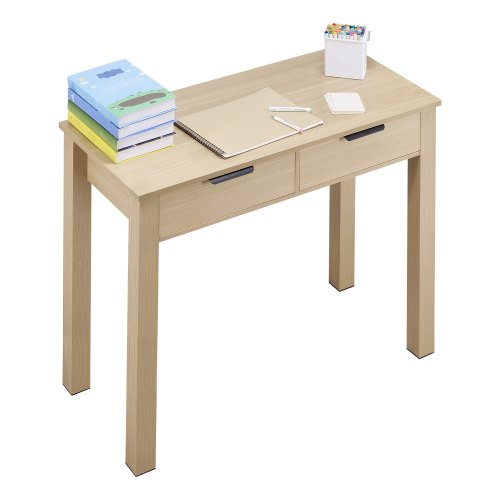 VEVOR compact kids desk with drawers, a modern study table for bedroom, ideal for drawing, reading, and writing, featuring MDF construction and storage space