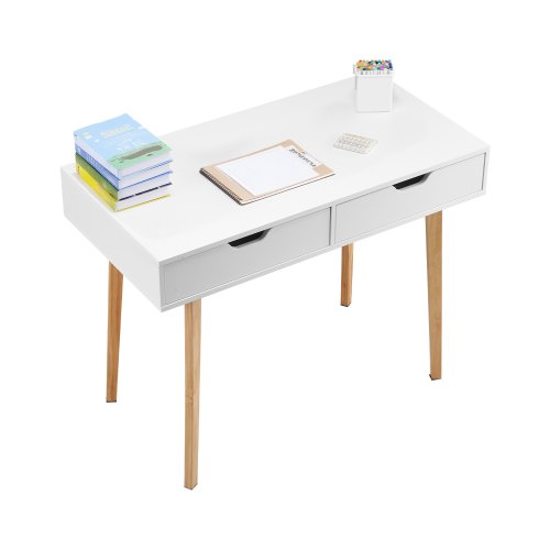 VEVOR compact kids desk with drawers, wooden study table for bedroom, simple MDF furniture for reading, writing and drawing with storage space