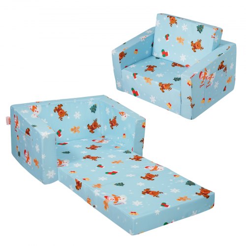 VEVOR convertible kids couch with 2-in-1 toddler chairs, comfy sofa bed that folds into a lounger, perfect playroom furniture for children