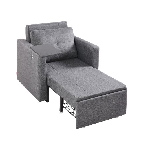 VEVOR convertible sleeper sofa with side pocket, pillow, armrest, desk board, and 5-position adjustable backrest