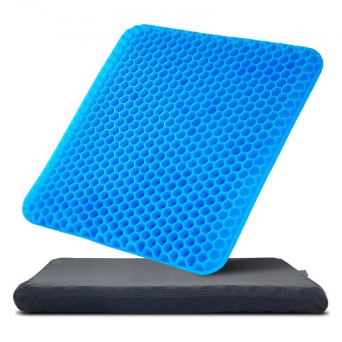 VEVOR Cooling Gel Seat Cushion for pressure relief, featuring a soft breathable design with removable cover, lightweight and portable for wheelchair use