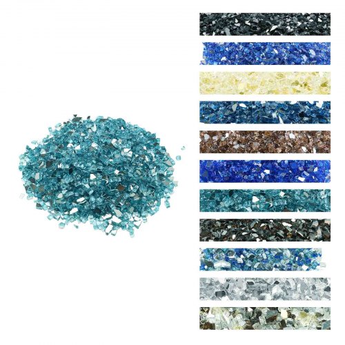 VEVOR Fire Glass, 10 lbs / 4.5 kg heat-resistant fireplace stones, 1/2-inch / 12.7 mm reflective smokeless fire pit glass with high luster