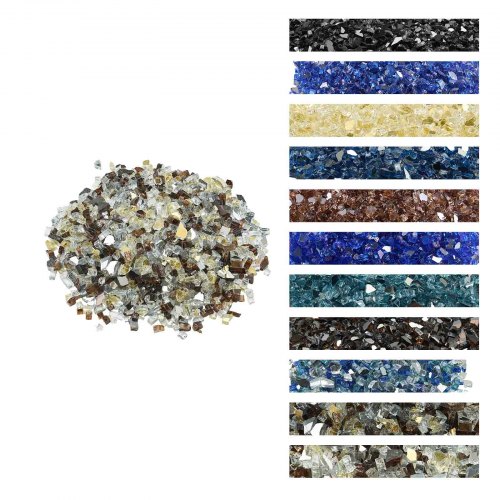 VEVOR Fire Glass, 10 lbs / 4.5 kg high-heat resistant fireplace stones, 1/2-inch / 12.7 mm reflective firepit glass with high luster