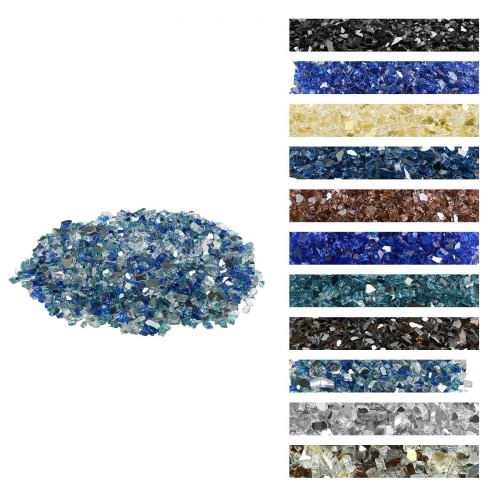 VEVOR Fire Glass, 10 lbs / 4.5 kg reflective fireplace stones, 1/2-inch / 12.7 mm high-luster smokeless firepit landscaping rocks