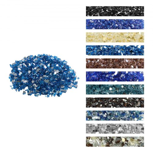 VEVOR Fire Glass, 10LBS / 4.5KG heat-resistant fireplace stones, 1/2-inch / 12.7mm reflective smokeless firepit glass with high shine
