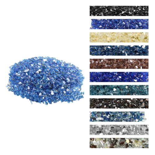 VEVOR fire glass, 10-pound/4.5kg heat-resistant fireplace stones, 1/4-inch/6.35mm reflective smokeless fire pit glass with high shine