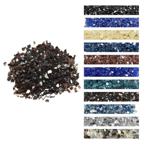 VEVOR Fire Glass, 20 lbs / 9 kg heat-resistant fireplace stones, 1/2-inch / 12.7 mm reflective smokeless fire pit glass with high luster