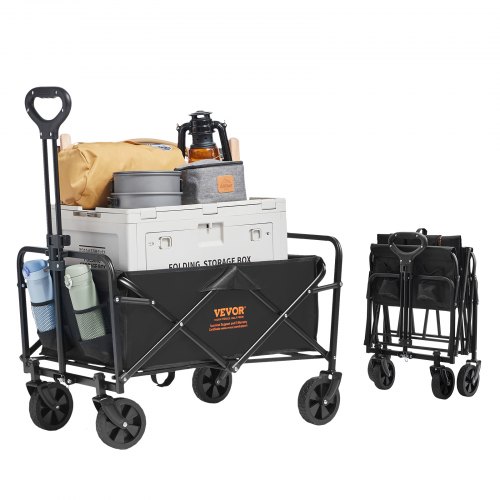 VEVOR foldable wagon with 2 cu.ft capacity, all-terrain 5-inch wheels, and 220 lbs load limit