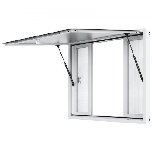 VEVOR food truck concession window, 48"x36" aluminum alloy service window with 4 sliding panels, awning door, and 85-degree opening