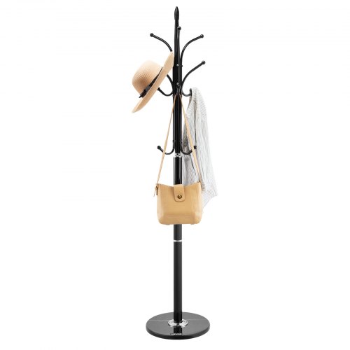 VEVOR freestanding coat rack with marble base featuring 6 sturdy hooks, ideal for entryways, bedrooms, offices, and living spaces