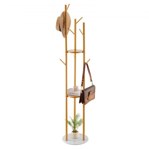 VEVOR freestanding coat rack with quartz base and 9 hooks, ideal for entryways, bedrooms, offices, and living spaces