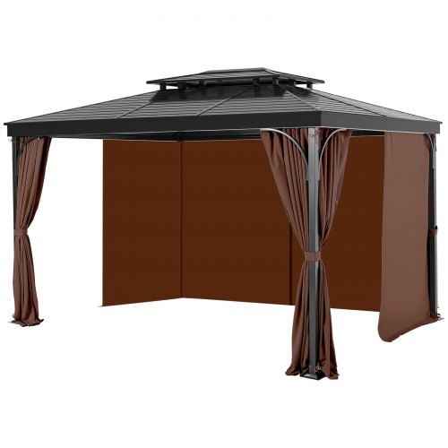 VEVOR Gazebo Curtains for 10x10x6.9ft Gazebos, 4-Panel Privacy Sidewalls with Zippers, Outdoor Replacement Curtains
