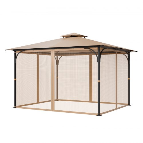 VEVOR Gazebo mesh replacement, fits most 10x12x7.3 ft gazebos, 4-panel outdoor garden netting, patio midge screen sidewalls