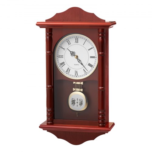 VEVOR Grandfather Clock, 18-inch Vintage Style Pendulum Wall Clock with Quartz Movement, Quiet Operation in Pine Wood & MDF Design for Bedroom or Living Room