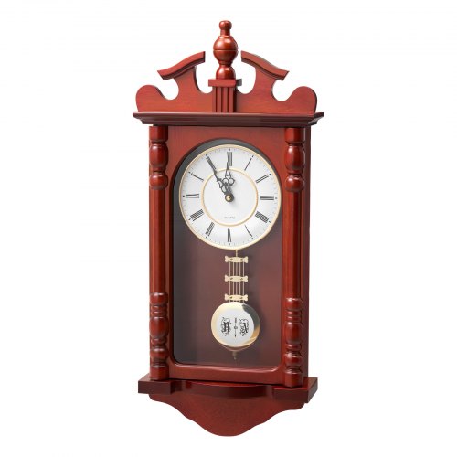 VEVOR Grandfather Clock, 23.2-inch Vintage Pendulum Wall Clock with Quartz Movement, Made of Pine Wood and MDF, Silent Operation for Living Room