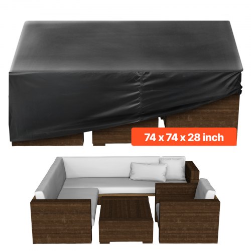 VEVOR Heavy-Duty 420D Waterproof Patio Furniture Cover for Outdoor Dining Sets, Large Square Table and Chairs Protection with Ventilation