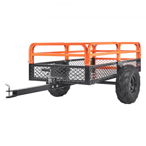 VEVOR Heavy-Duty Steel ATV Dump Trailer with 1500-lb Capacity, 15 Cu Ft Tow-Behind Garden Cart featuring Removable Sides and Dual Tires