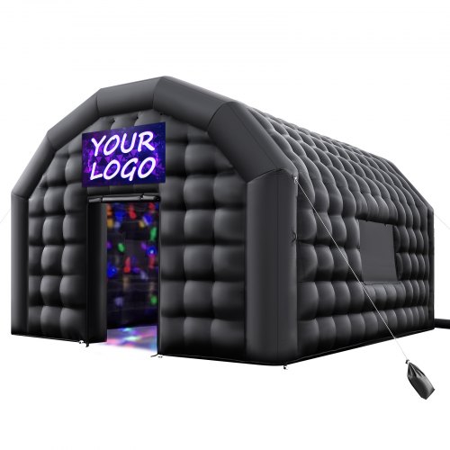VEVOR inflatable nightclub tent, 17.72x16.4x13.9 ft with 680W blower, sandbags, ventilation and 2 windows