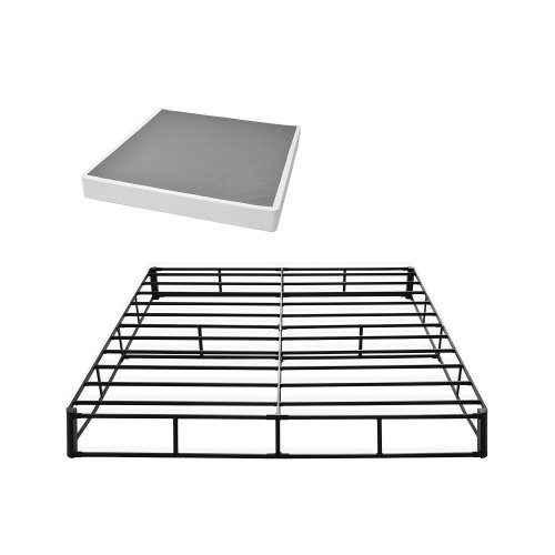 VEVOR King Size Box Spring with Washable Fabric Cover, Sturdy Metal Bed Frame Supports 3500 lbs, 9-inch Mattress Base