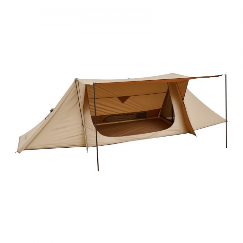VEVOR lightweight camping tent with stove jack, waterproof 4-season shelter for two featuring two tarp poles